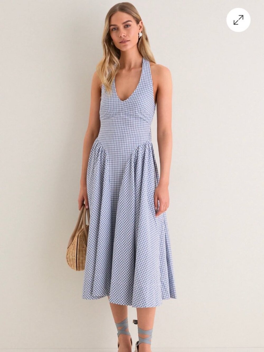 Meana Gingham Halter Midi Dress (Large) (ASTR The Label)